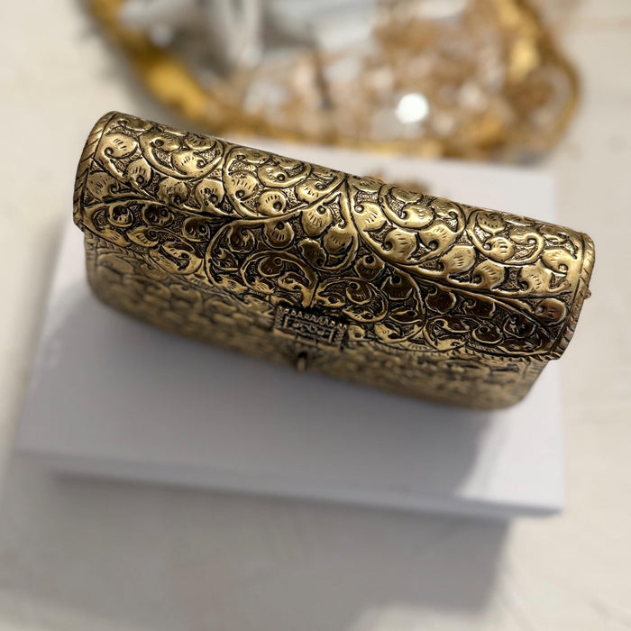 Gold Plated Vintage Style Brass Clutch