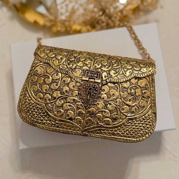 Gold Plated Vintage Style Brass Clutch
