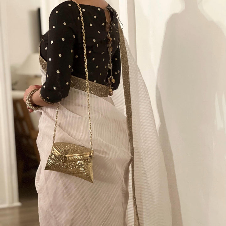 14k Gold Plated Brass Clutch: Vintage Style Top Handle Shoulder Bag