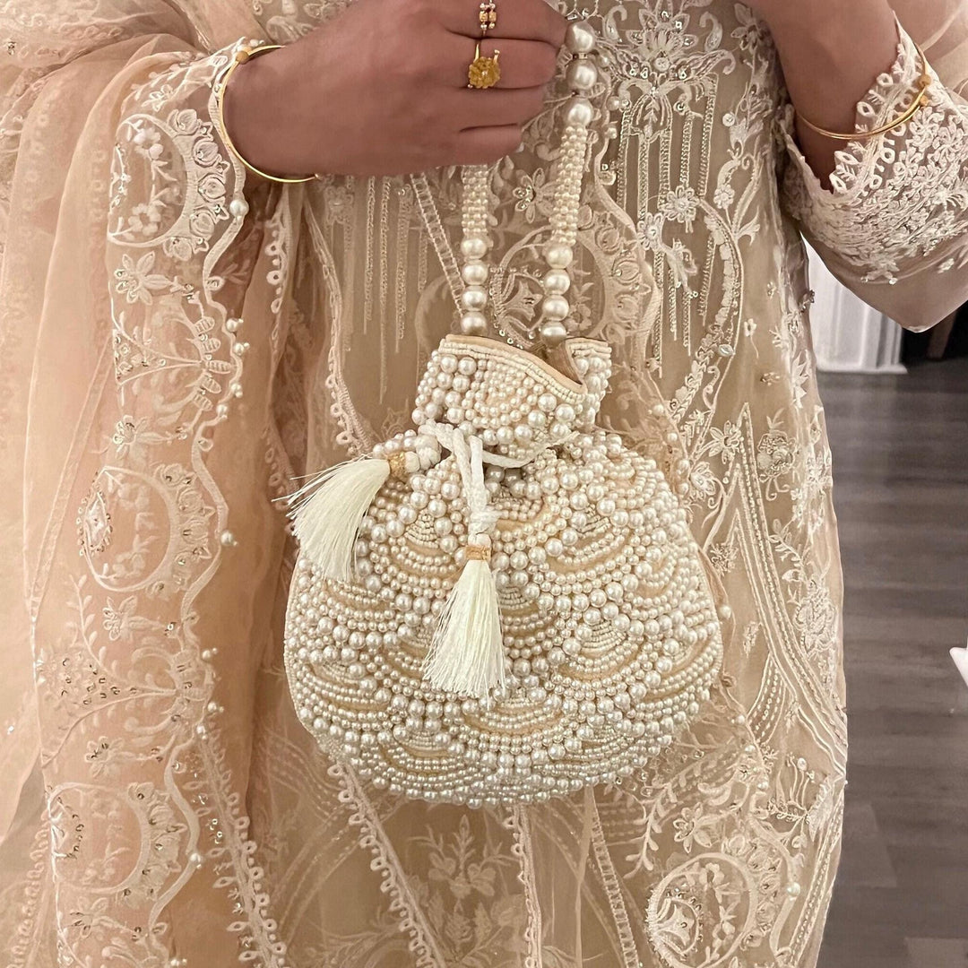 Handmade Beaded Bridal Potli Bag: Indian Pakistani Wedding Accessory