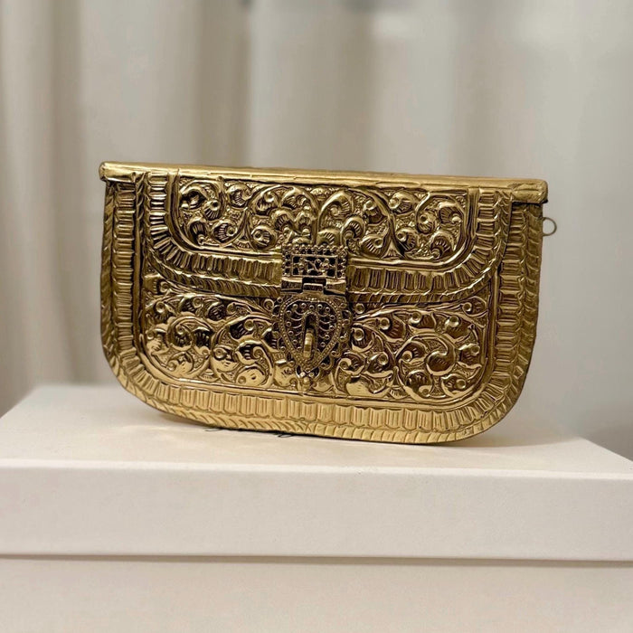 Handmade Gold Plated Brass Clutch: Vintage Style Handbag
