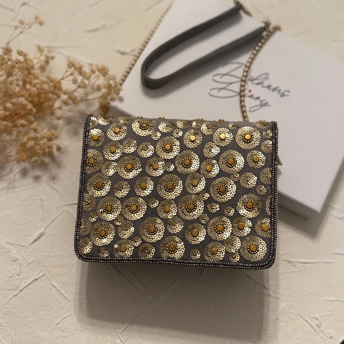 Gray Suede Clutch: Sequin Evening Crossbody Bag