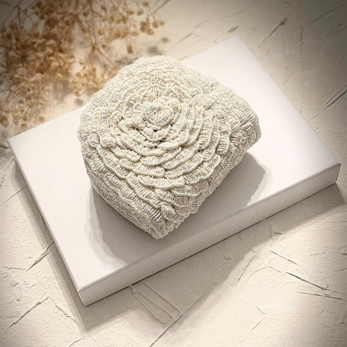 Ivory Beaded 3D Floral Bridal Clutch
