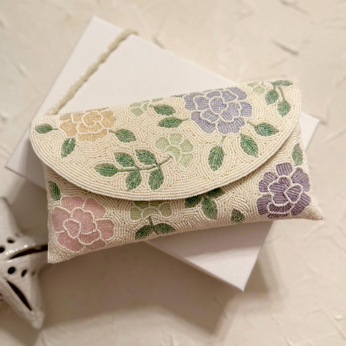 Beaded Floral Envelope Clutch