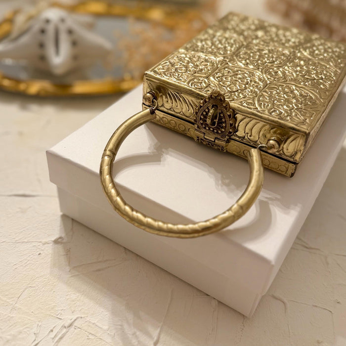 Brass Beauty | Gold Plated Statement Antique Clutch Made With Pure Brass