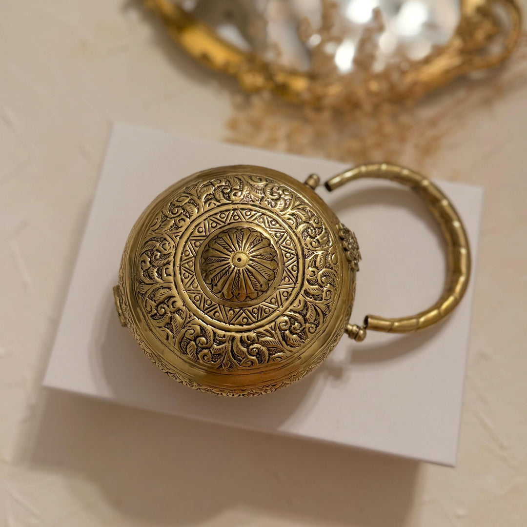 14K Gold Plated Brass Clutch | Mini Top Handle Bag