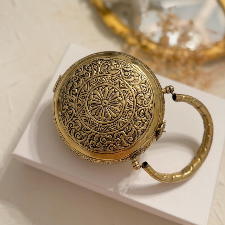 14K Gold Plated Brass Clutch | Mini Top Handle Bag