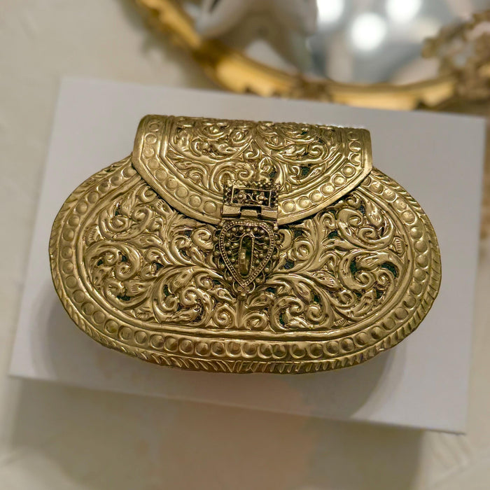 Gold Plated Brass Clutch: Vintage Style Wedding Handbag