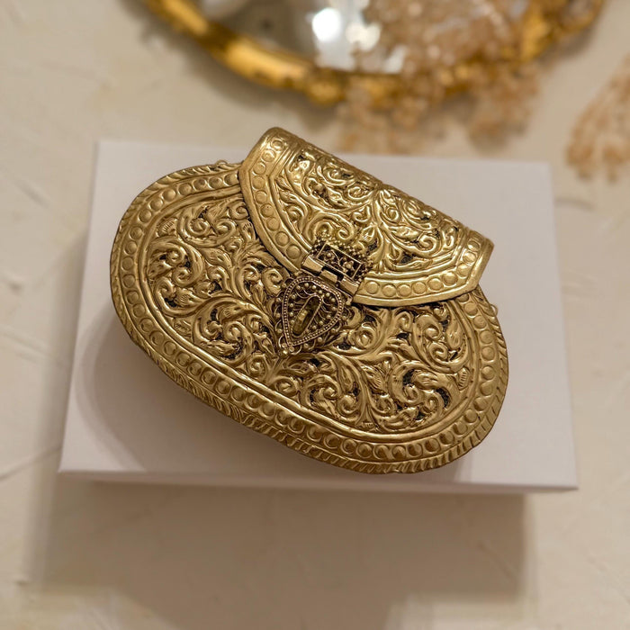 Gold Plated Brass Clutch: Vintage Style Wedding Handbag
