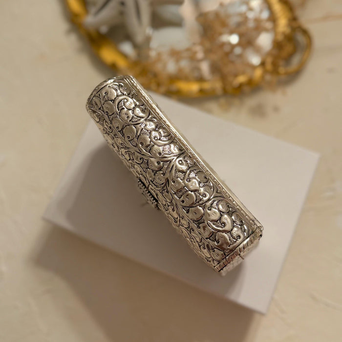Handmade Silver Brass Clutch: Indian Vintage Style Handbag