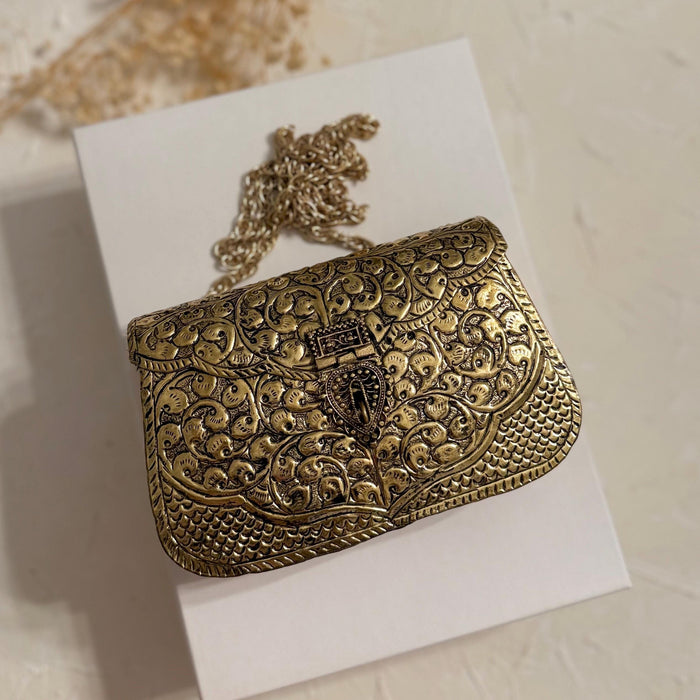 Gold Plated Vintage Style Brass Clutch