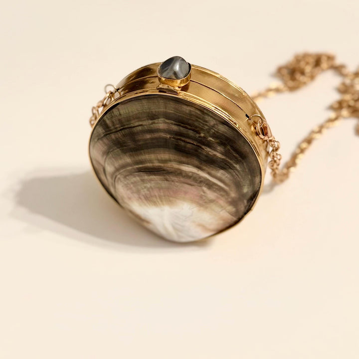 Natural Seashell Minaudiere Clutch: Beach Wedding Bridal Bag