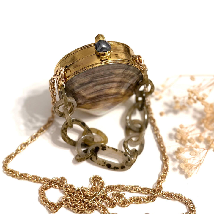 Natural Seashell Minaudiere Clutch: Beach Wedding Bridal Bag