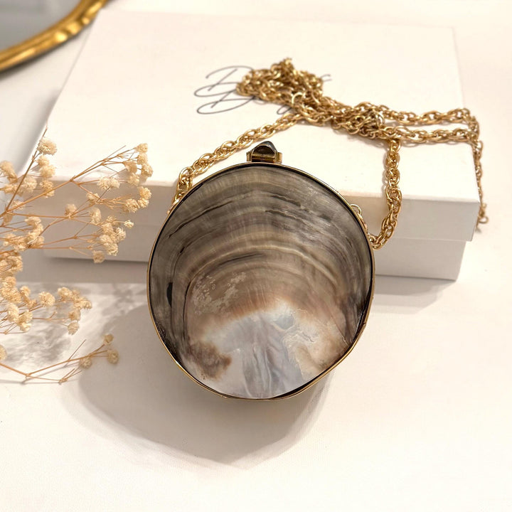 Natural Seashell Minaudiere Clutch: Beach Wedding Bridal Bag