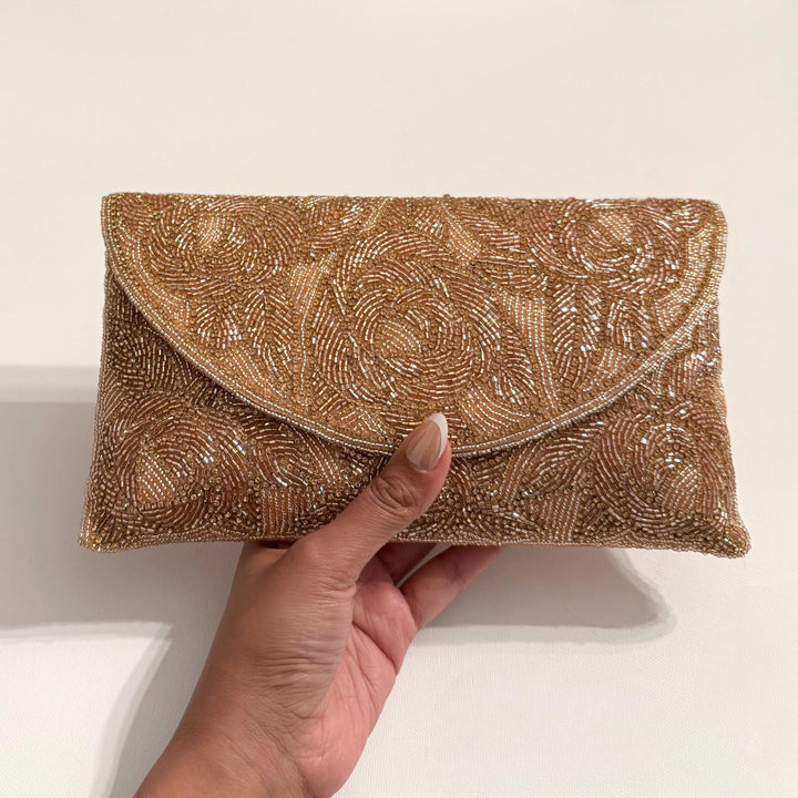 Handmade Beaded Bridal Clutch: Ivory White Evening Purse