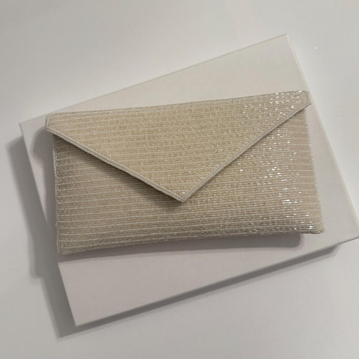 Ivory Beaded Bridal Clutch: Silk Envelope Wristlet