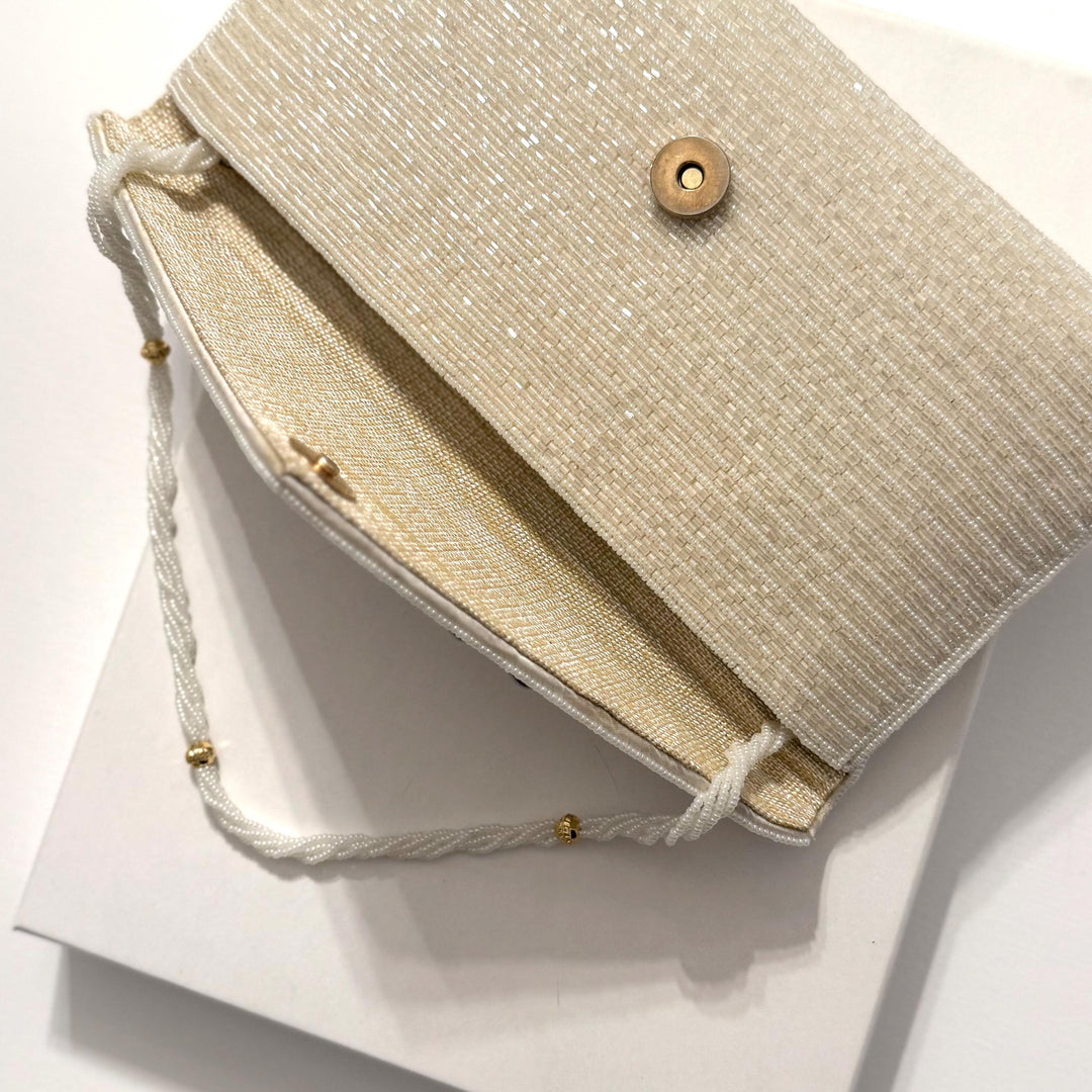 Ivory Beaded Bridal Clutch: Silk Envelope Wristlet
