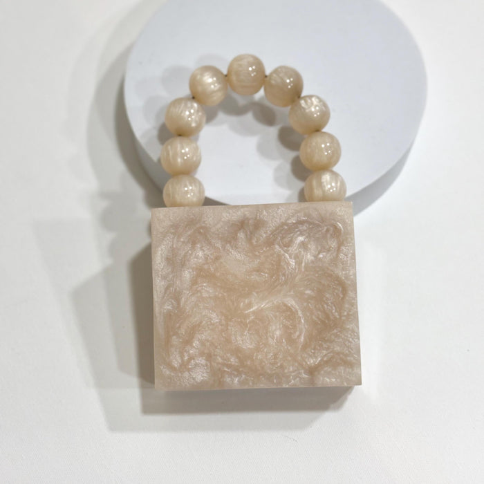 Mini Resin Clutch: Beaded Strap Evening Wristlet