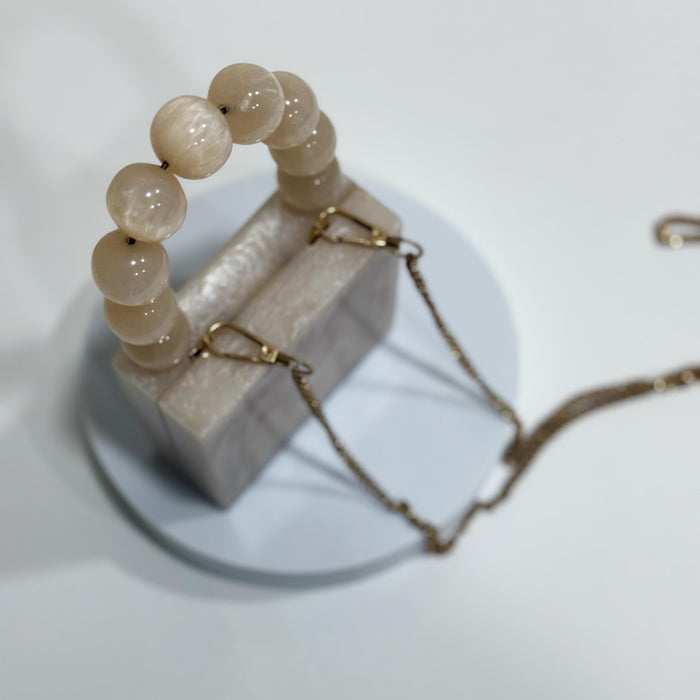Mini Resin Clutch: Beaded Strap Evening Wristlet