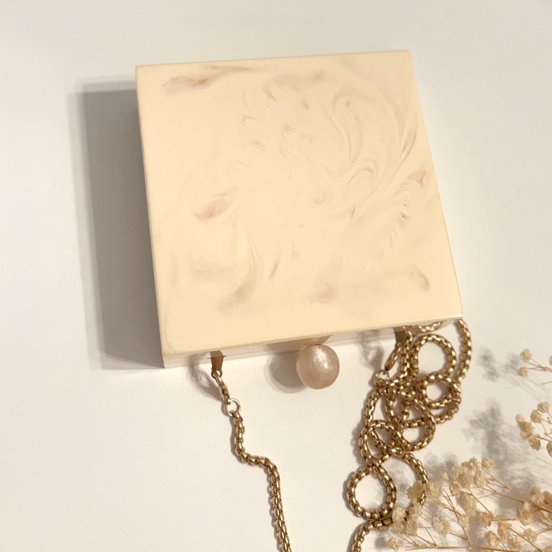 Mirror Work Bridal Clutch: Zardosi Beige Evening Bag