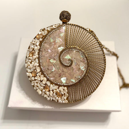 Gold Statement Clutch Mother of Pearl & Brass
