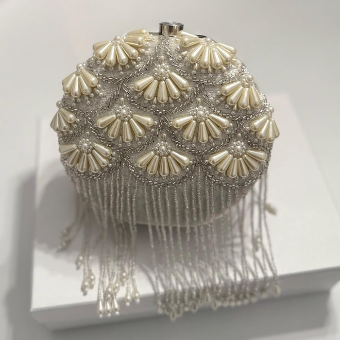 Beaded Round Bridal Clutch
