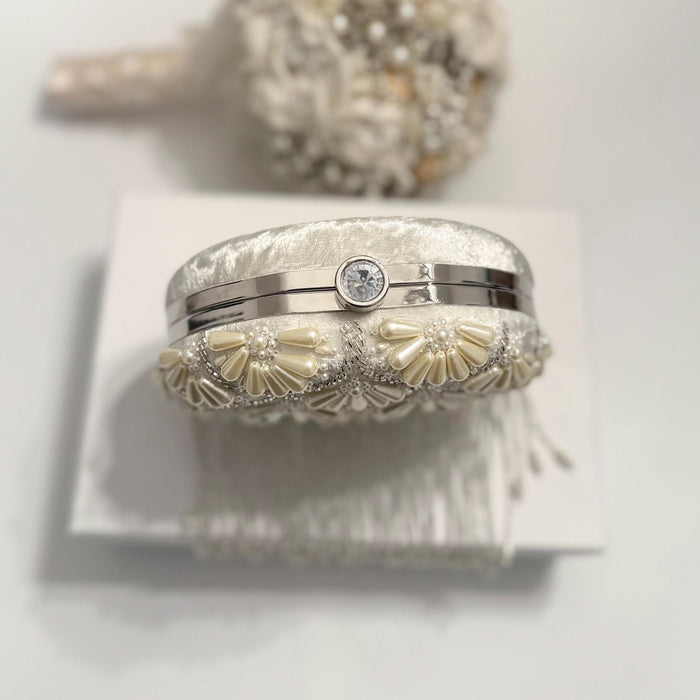 Beaded Round Bridal Clutch