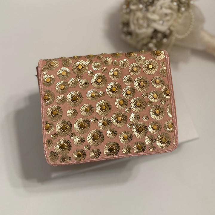 Dusty Pink Suede Clutch: Bridal Evening Crossbody Bag