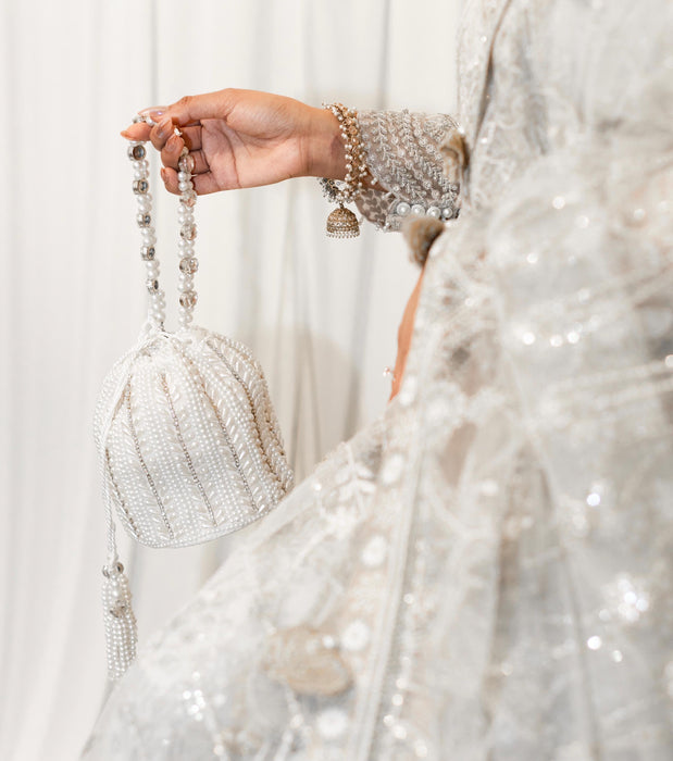 Ivory Beaded Bridal Potli Bag
