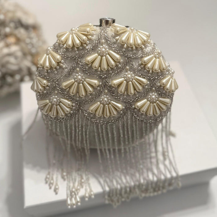 Beaded Round Bridal Clutch