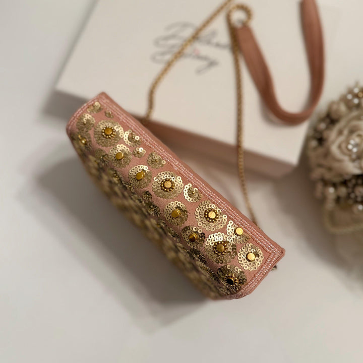 Dusty Pink Suede Clutch: Bridal Evening Crossbody Bag