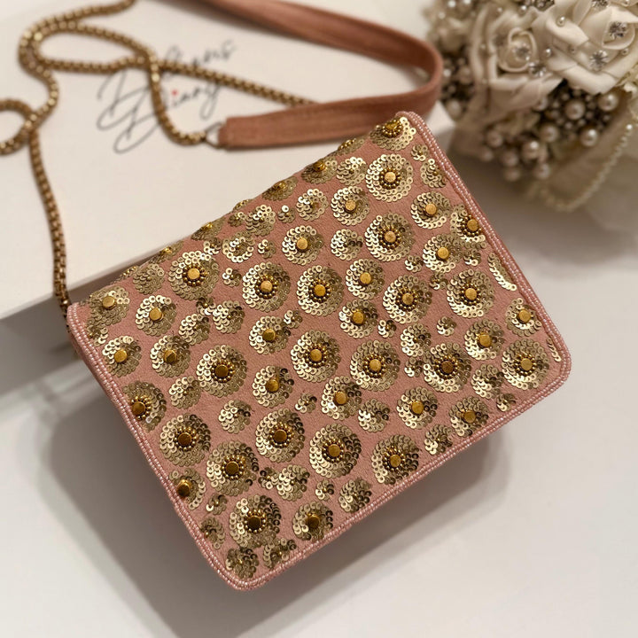 Dusty Pink Suede Clutch: Bridal Evening Crossbody Bag