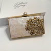 Bridal Pearl Clutch Gold Floral Wedding Wristlet