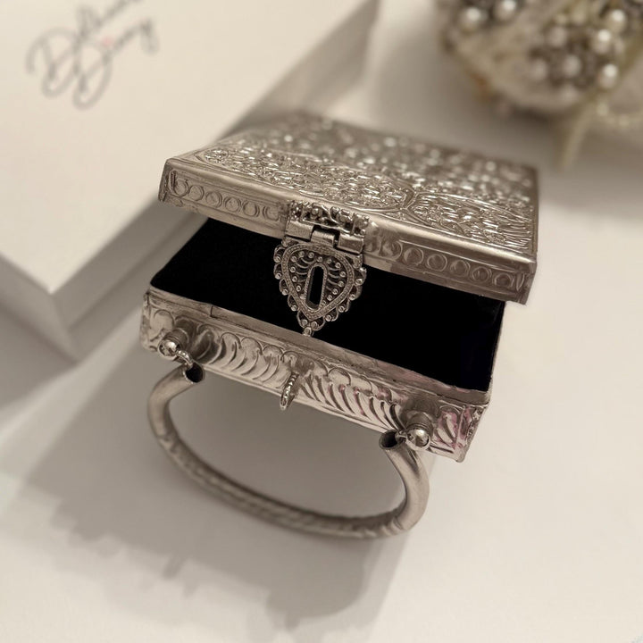 Silver Plated Brass Clutch: Handmade Antique Style Statement Handbag