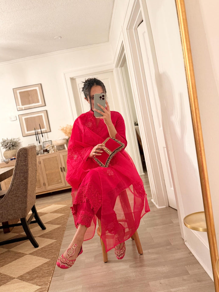 Handmade Maroon Bridal Khussa: Wedding Shoes with Anklet