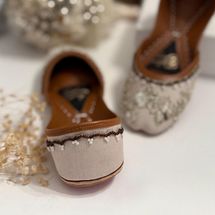 Seashell Beaded Khussa Jutti: Handmade Indian Bridal Shoes