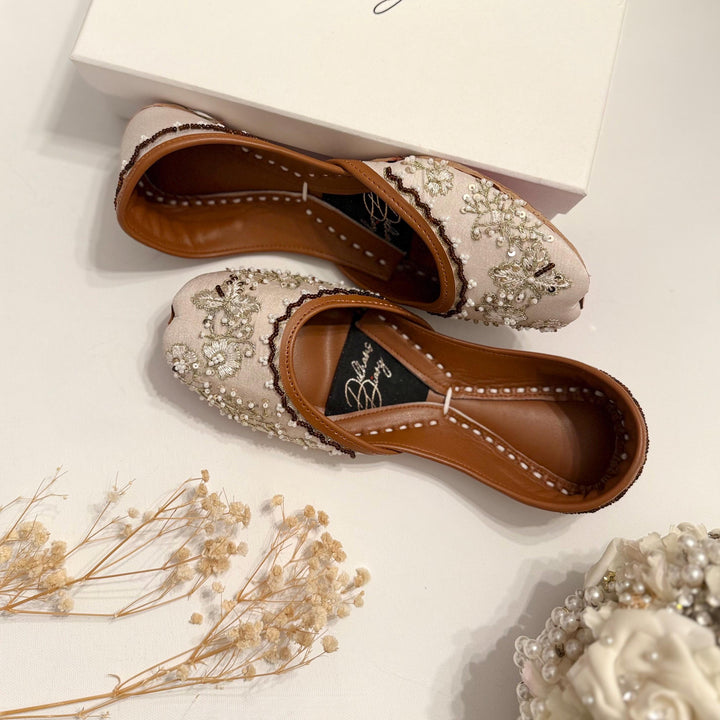 Seashell Beaded Khussa Jutti: Handmade Indian Bridal Shoes