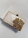 Bridal Pearl Clutch Gold Floral Wedding Wristlet