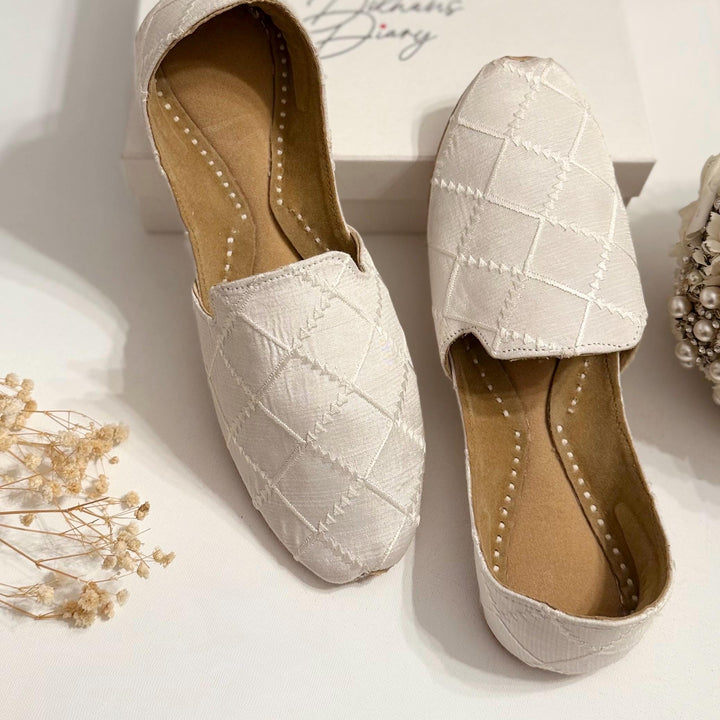 Handmade Off White Loafers: Men's Wedding Jutti Shoes