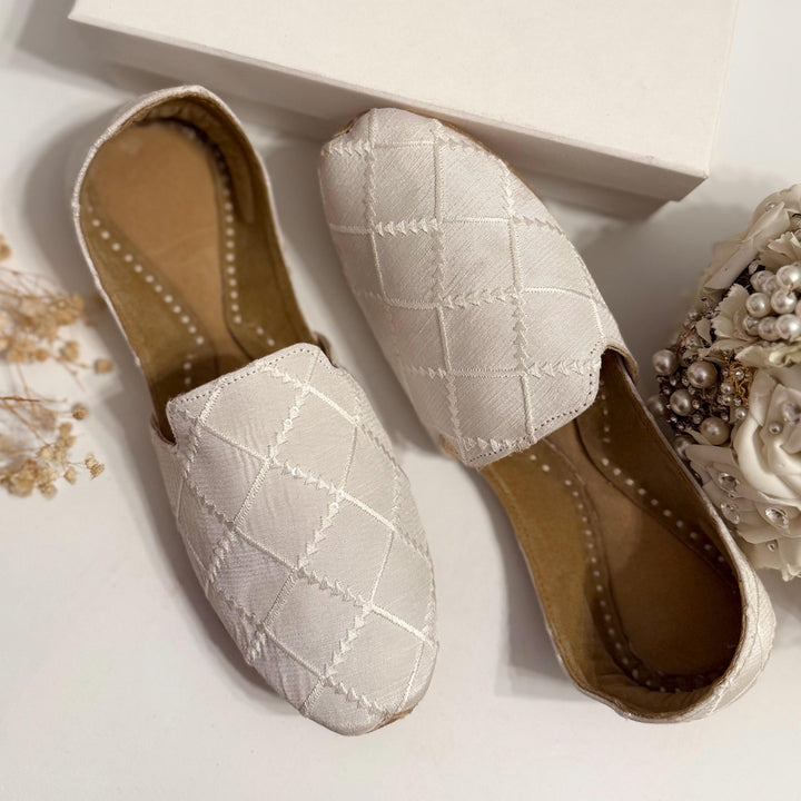 Handmade Off White Loafers: Men's Wedding Jutti Shoes
