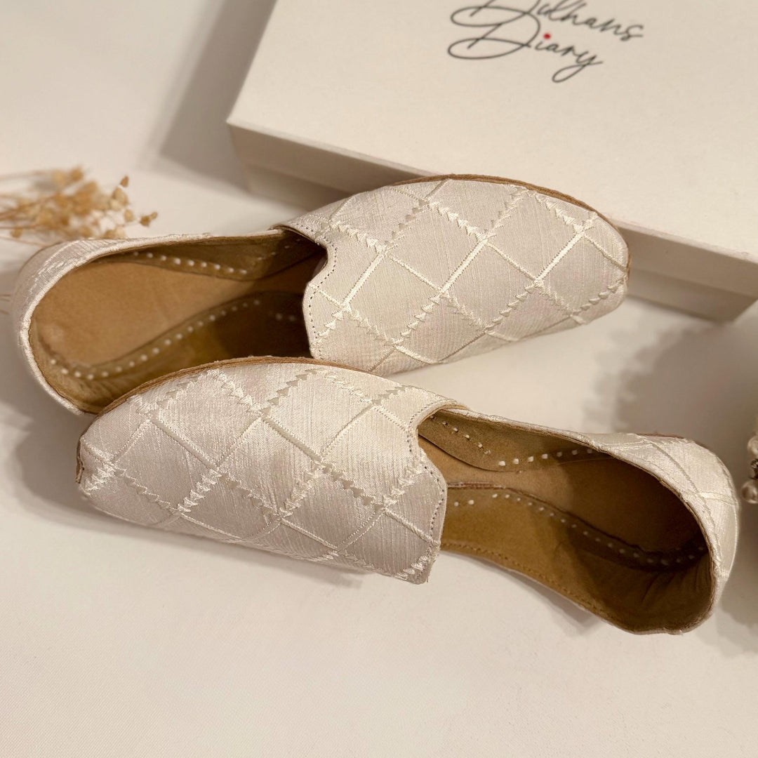 Handmade Off White Loafers: Men's Wedding Jutti Shoes
