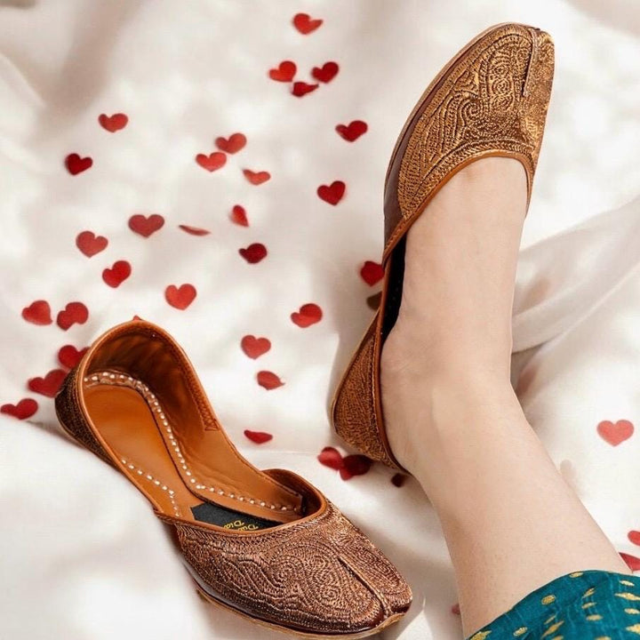 (Pre Order) Handmade Bronze Khussa Jutti: Women's Wedding Party Shoes