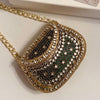 Green Kundan Mini Metal Statement Bag