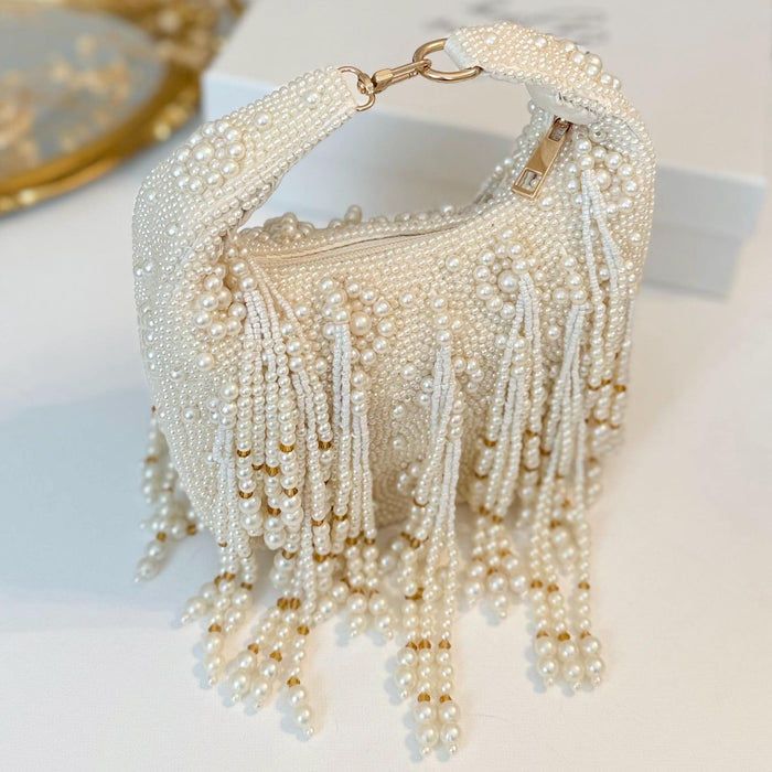 Beaded Ivory Bridal Top Handle Bag