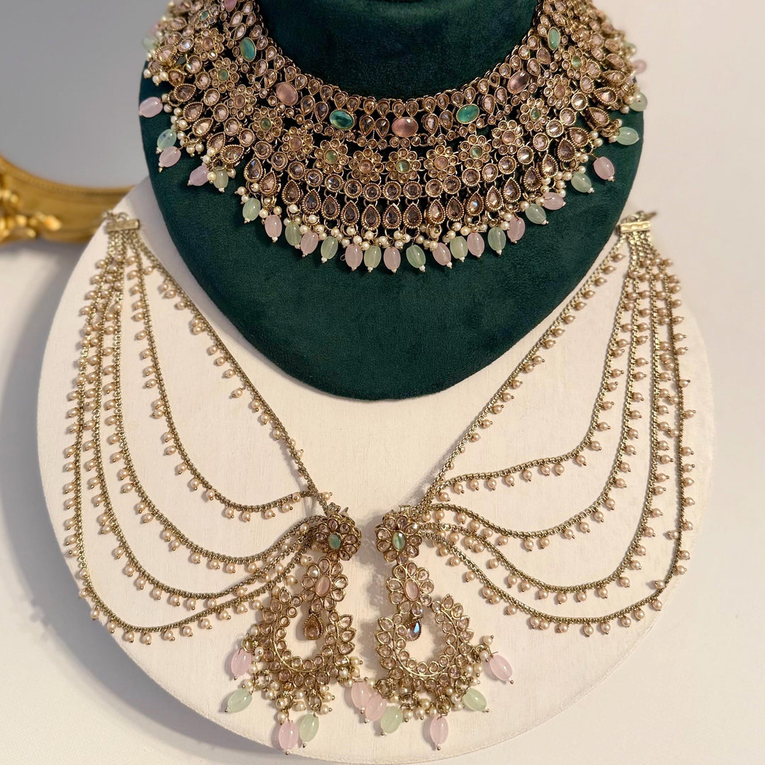 Multicolor Polki Necklace Set: Indian Bridal Jewelry