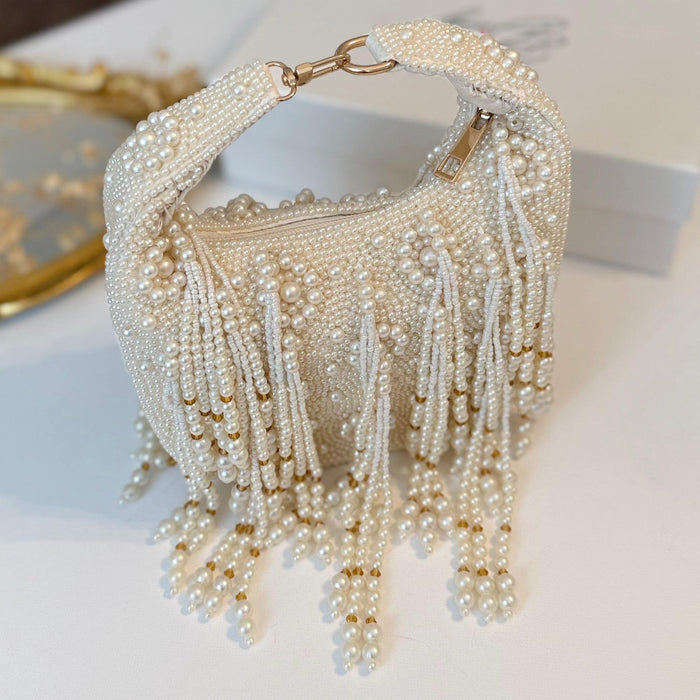 Beaded Ivory Bridal Top Handle Bag