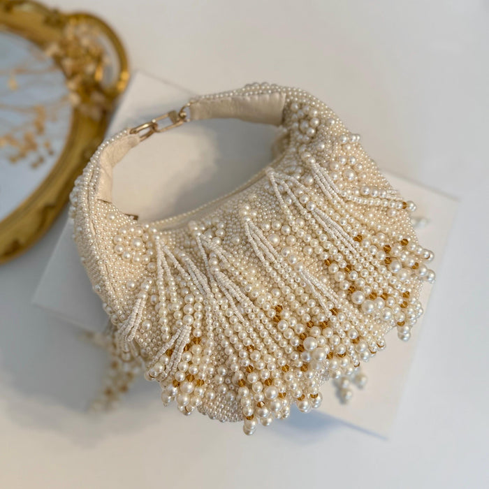Beaded Ivory Bridal Top Handle Bag