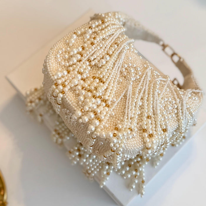 Beaded Ivory Bridal Top Handle Bag