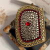 Red Kundan Clutch Mini Metal Statement Bag