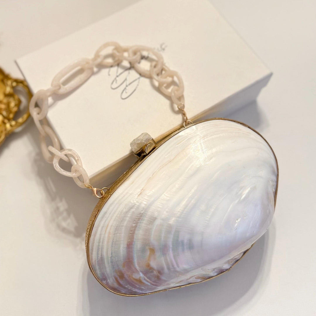 Natural Seashell Clutch: Gold Frame Shell Bag